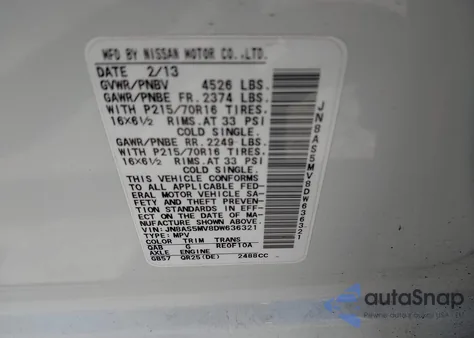 2013 Nissan Rogue S from USA, damaged, VIN JN8AS5MV8DW636321